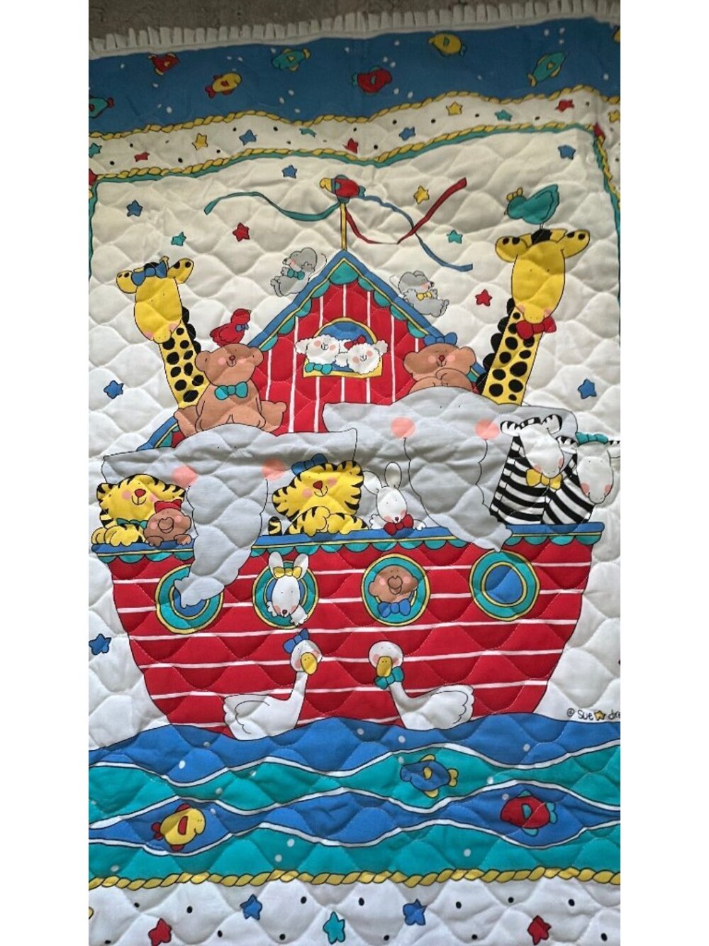 vintage Sue Dreamer Noah's Ark crib quilt - Picture 2 of 6